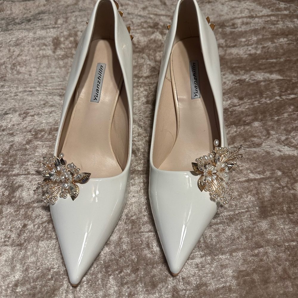 Elegant White Embellished Women's Heels perfect for a wedding!